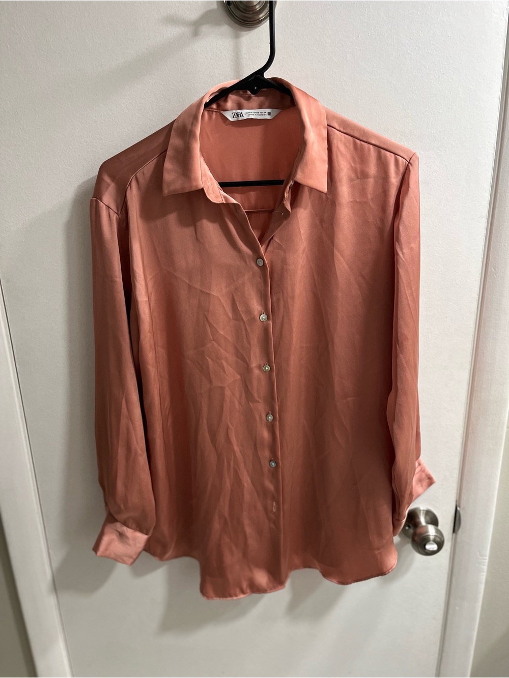 Zara Dusty Coral Button-Down Shirt